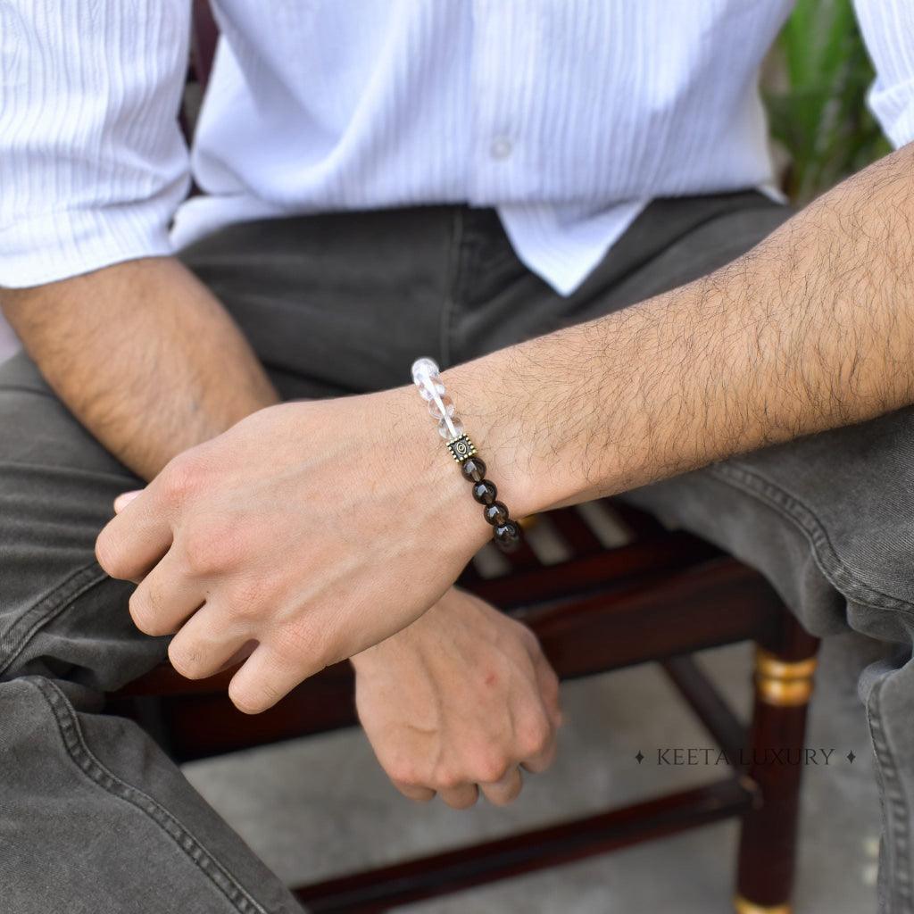 Eye Gaze - Smoky Quartz & Clear Quartz Bracelet -
