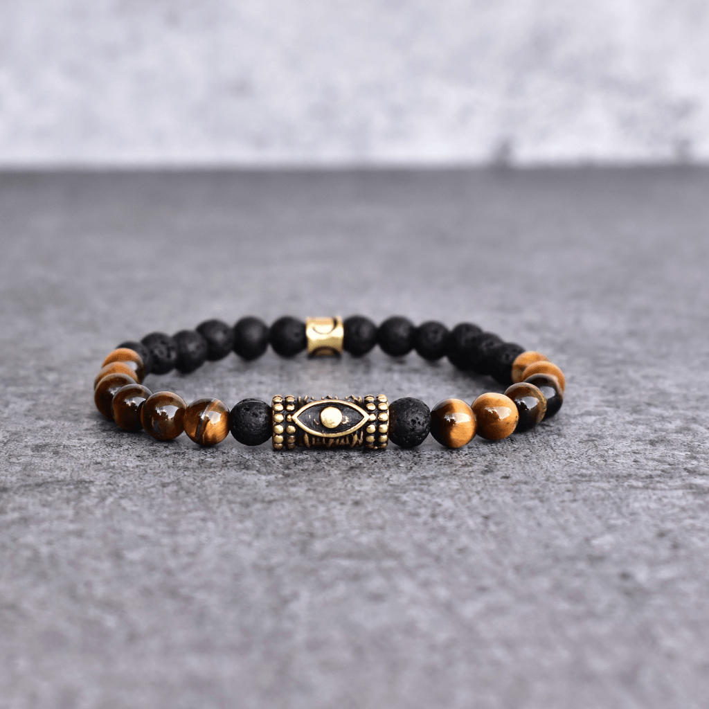 Eye Logic - Tiger Eye and Lava Beads Bracelet -