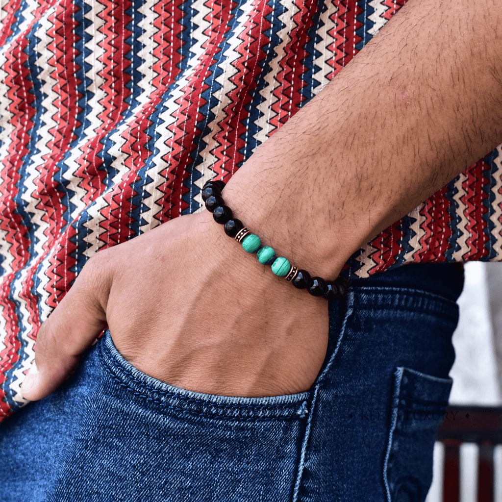 Flourish - Malachite and Onyx Bead Bracelet -