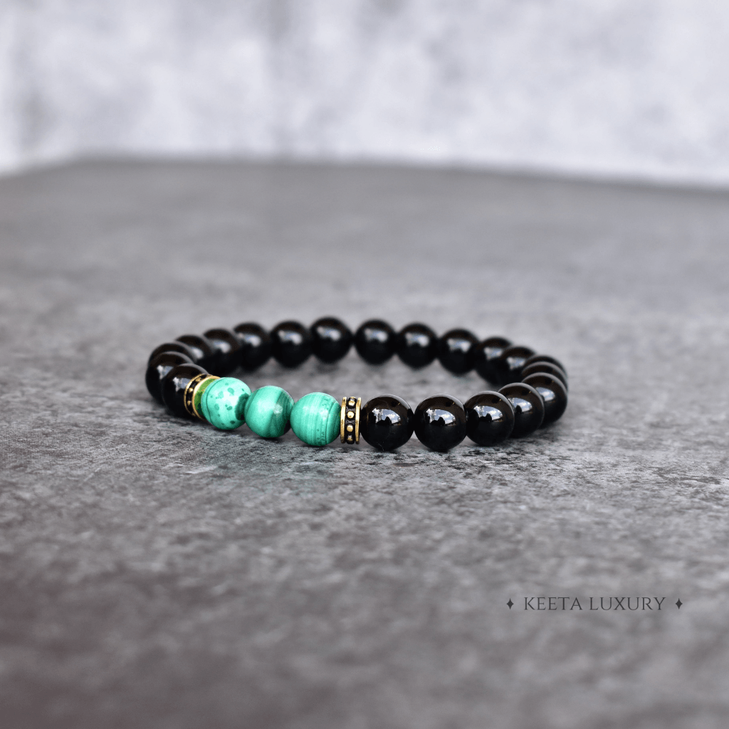 Flourish - Malachite and Onyx Bead Bracelet -