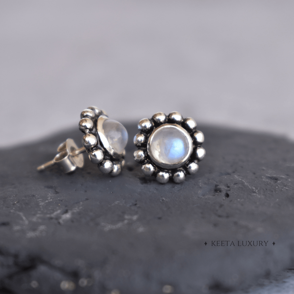 Flower Child - Moonstone Studs -