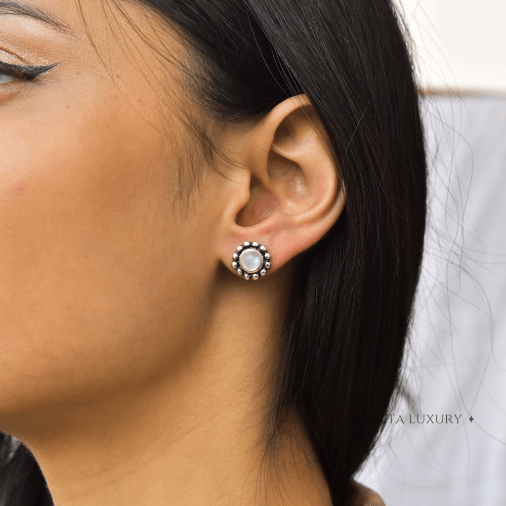 Flower Child - Moonstone Studs -