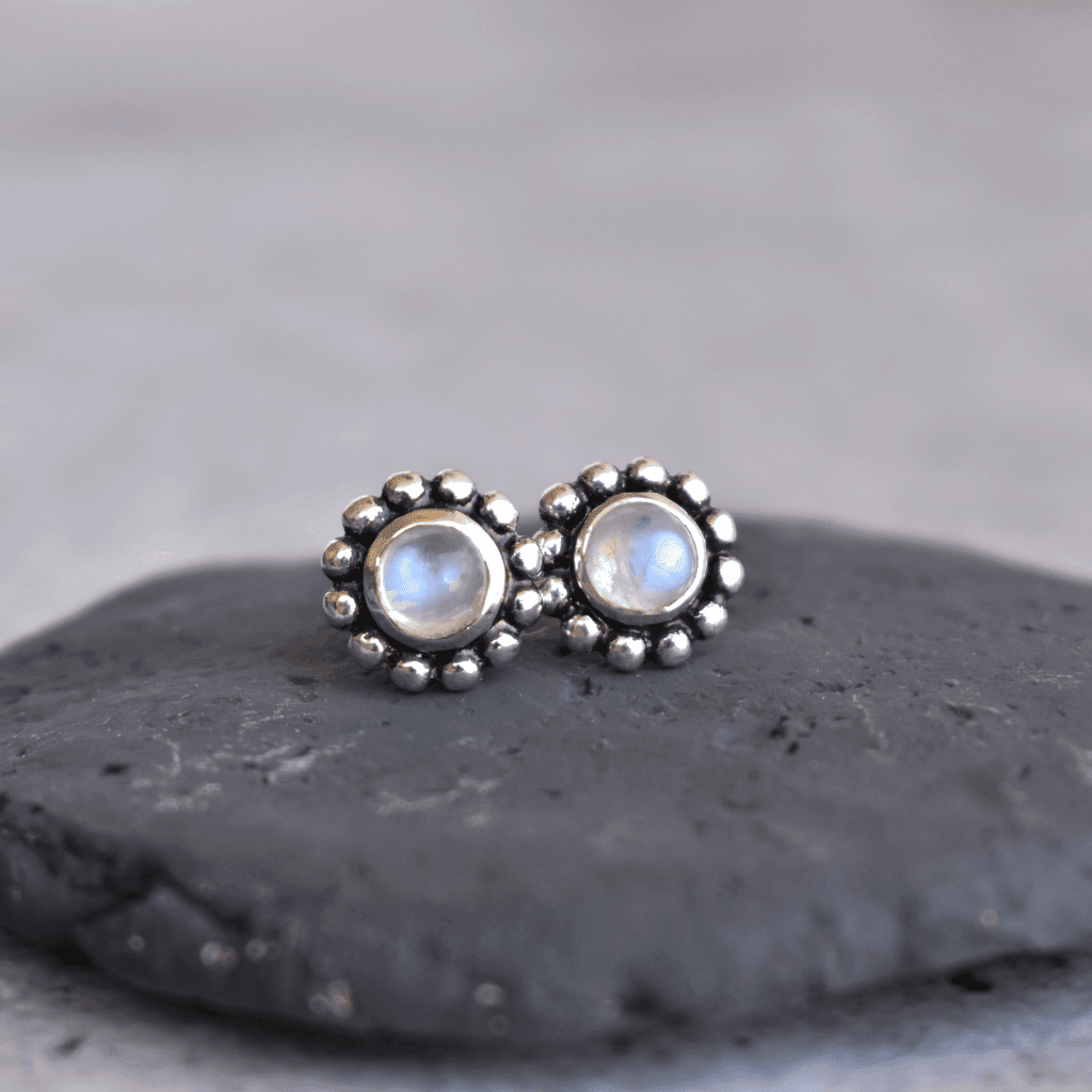 Flower Child - Moonstone Studs -