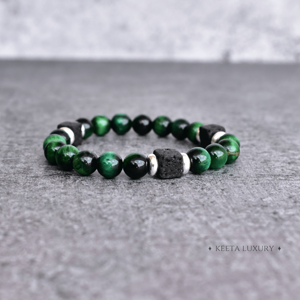 Green Generation- Tiger Eye and Lava Bracelet -