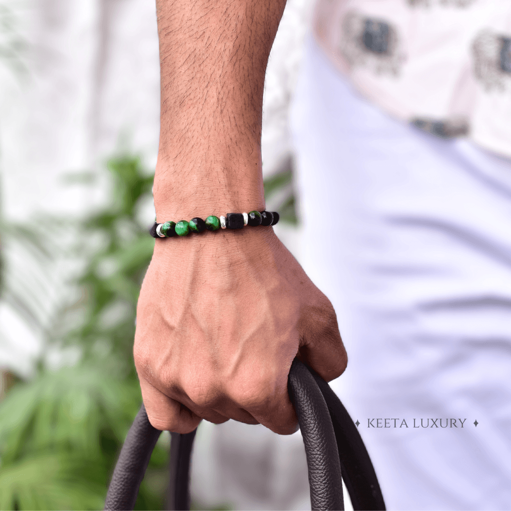 Green Generation- Tiger Eye and Lava Bracelet -