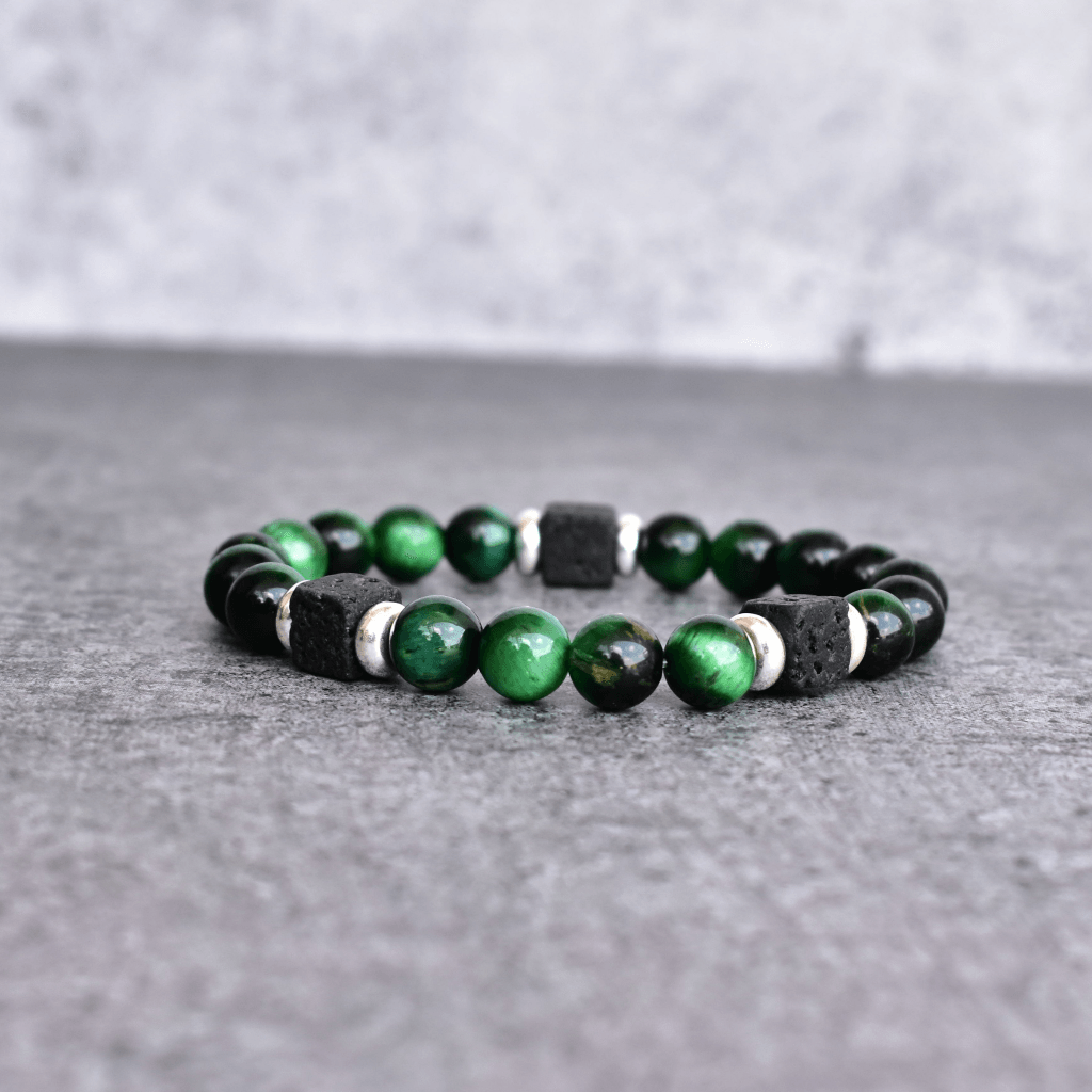 Green Generation- Tiger Eye and Lava Bracelet -