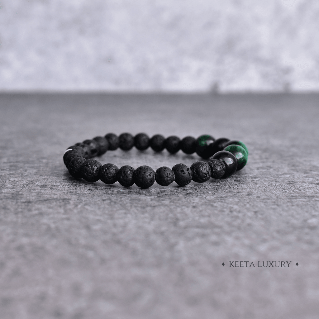 Green Nurture - Lava And Green Tiger Eye Bracelets -