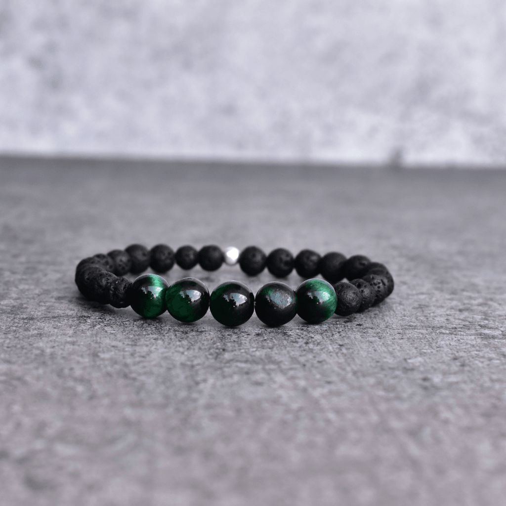 Green Nurture - Lava And Green Tiger Eye Bracelets -