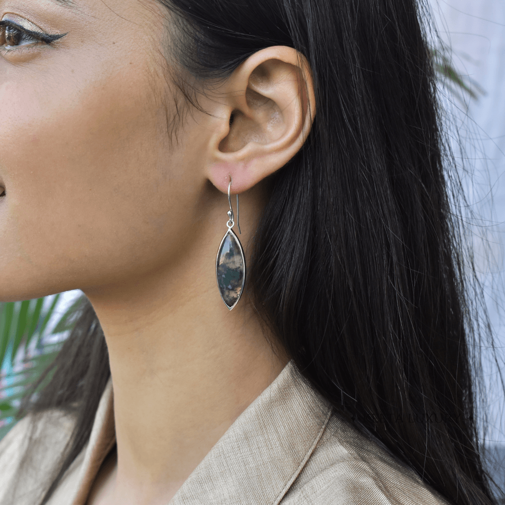 Greenery - Moss Agate Earrings -