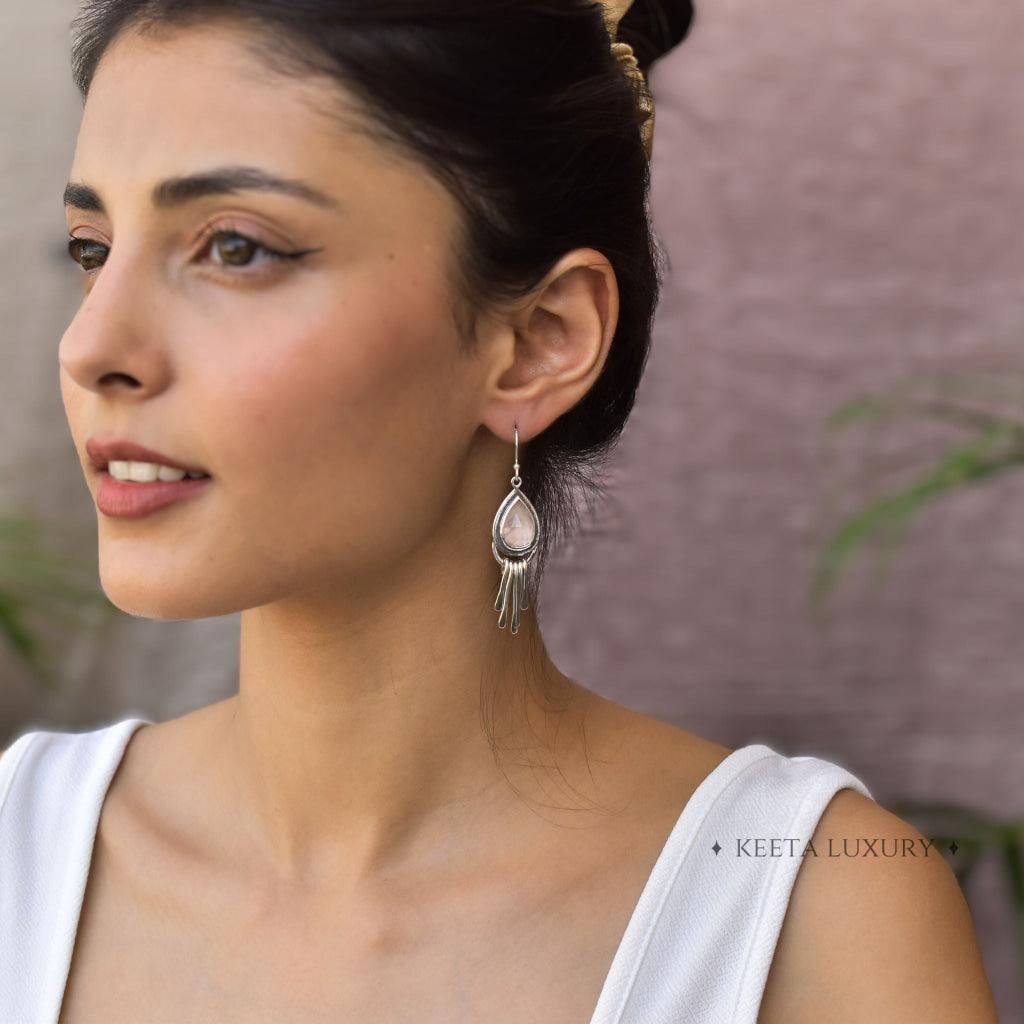 Gypsy Tears - Rose Quartz Earrings -