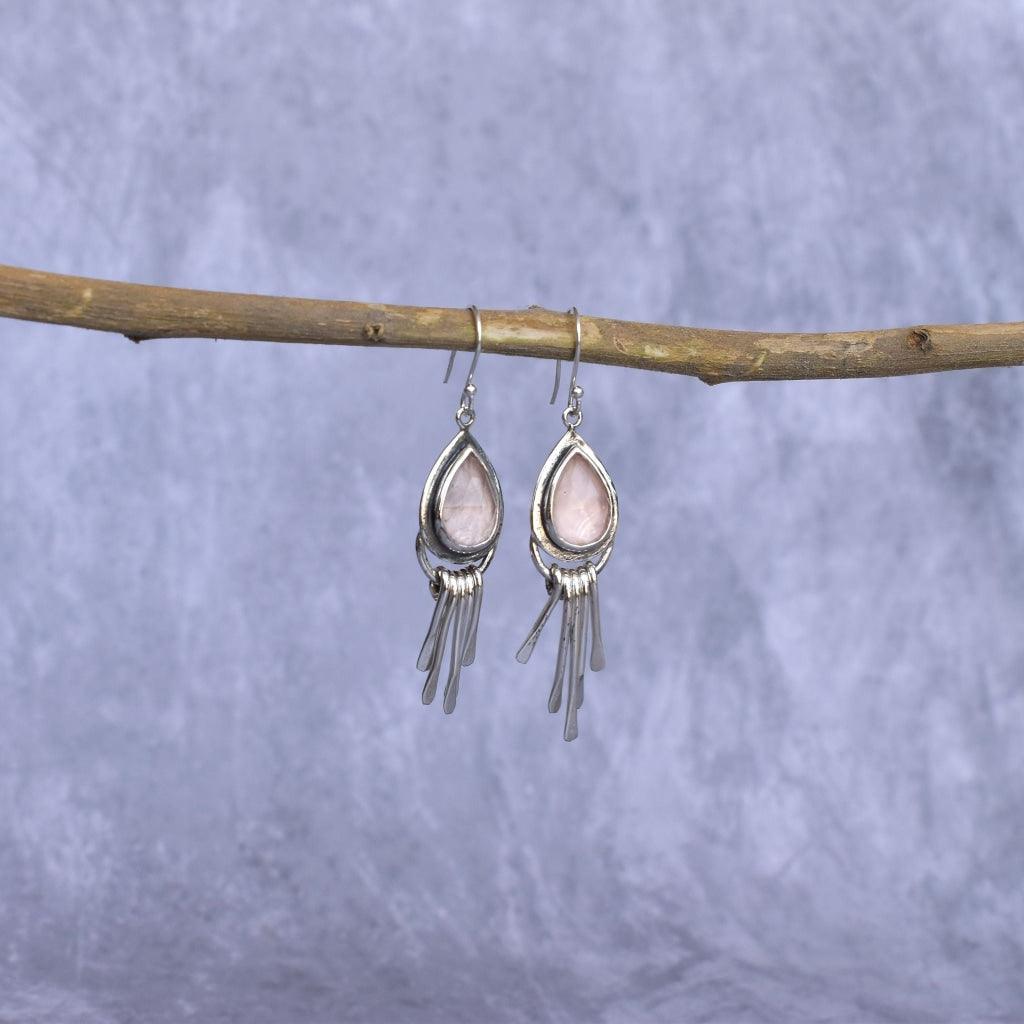 Gypsy Tears - Rose Quartz Earrings -