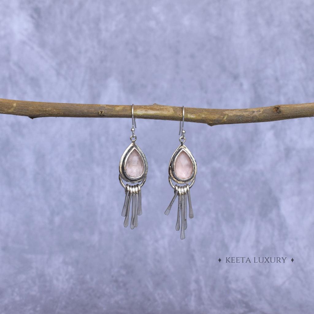 Gypsy Tears - Rose Quartz Earrings -