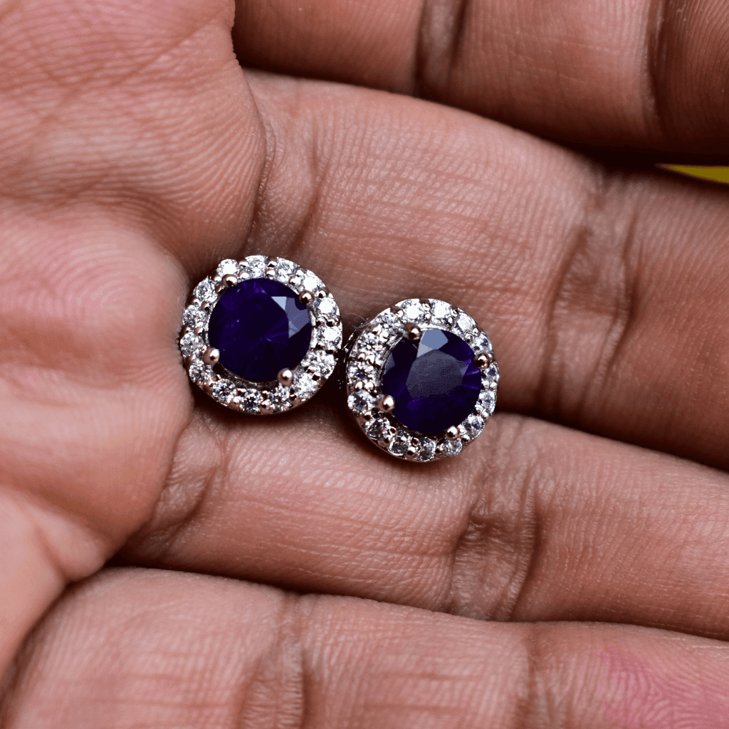 Halo Bridal - Amethyst Earrings -