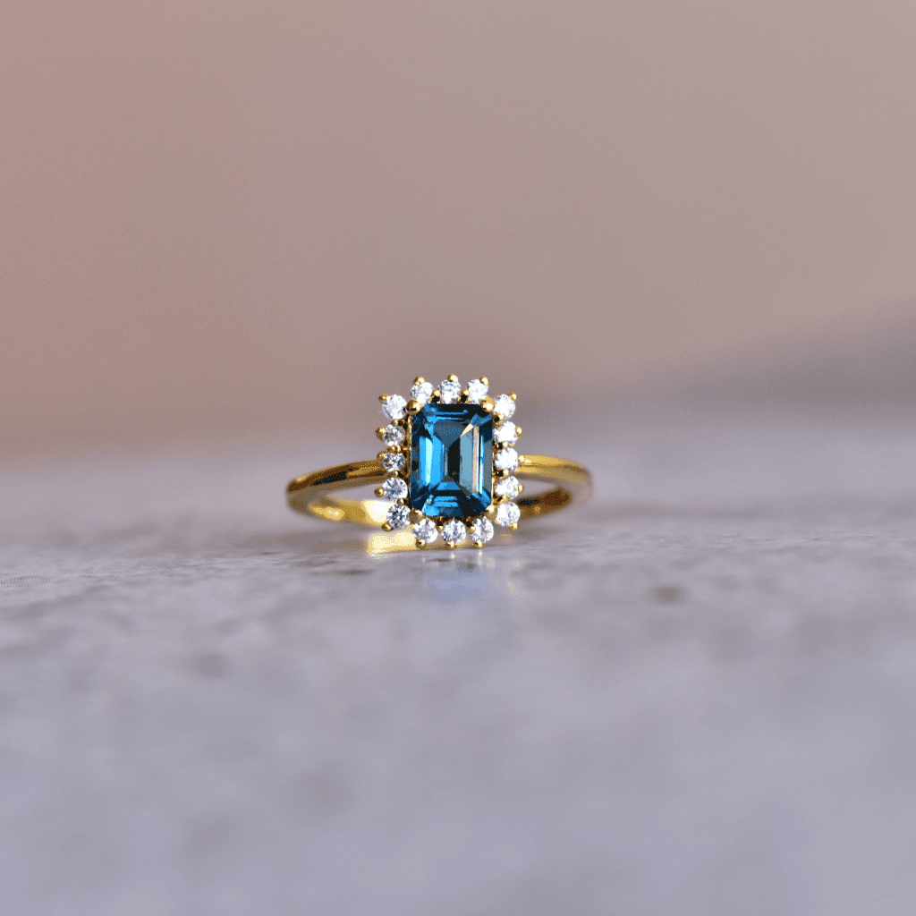 Halo Sparkle - Blue Topaz Ring -