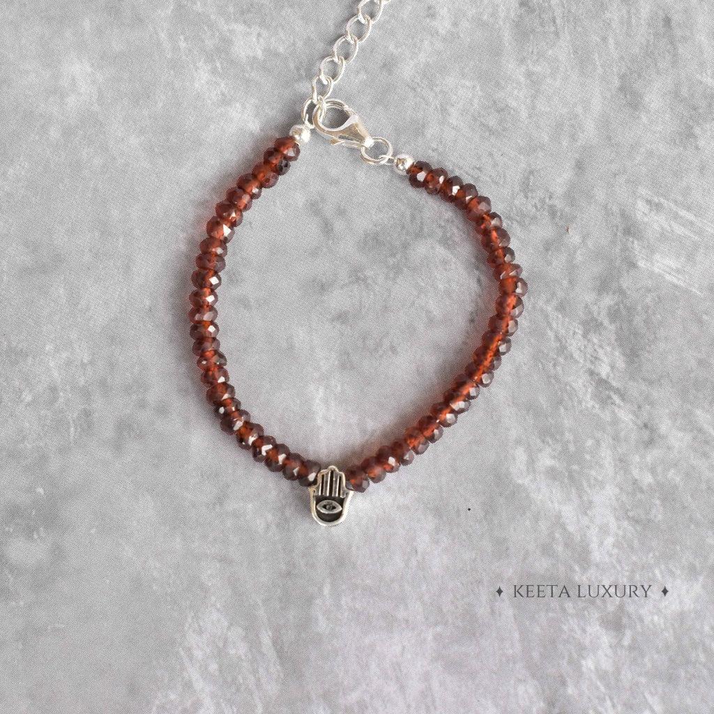 Hamsa Harmony - Garnet Bracelet -