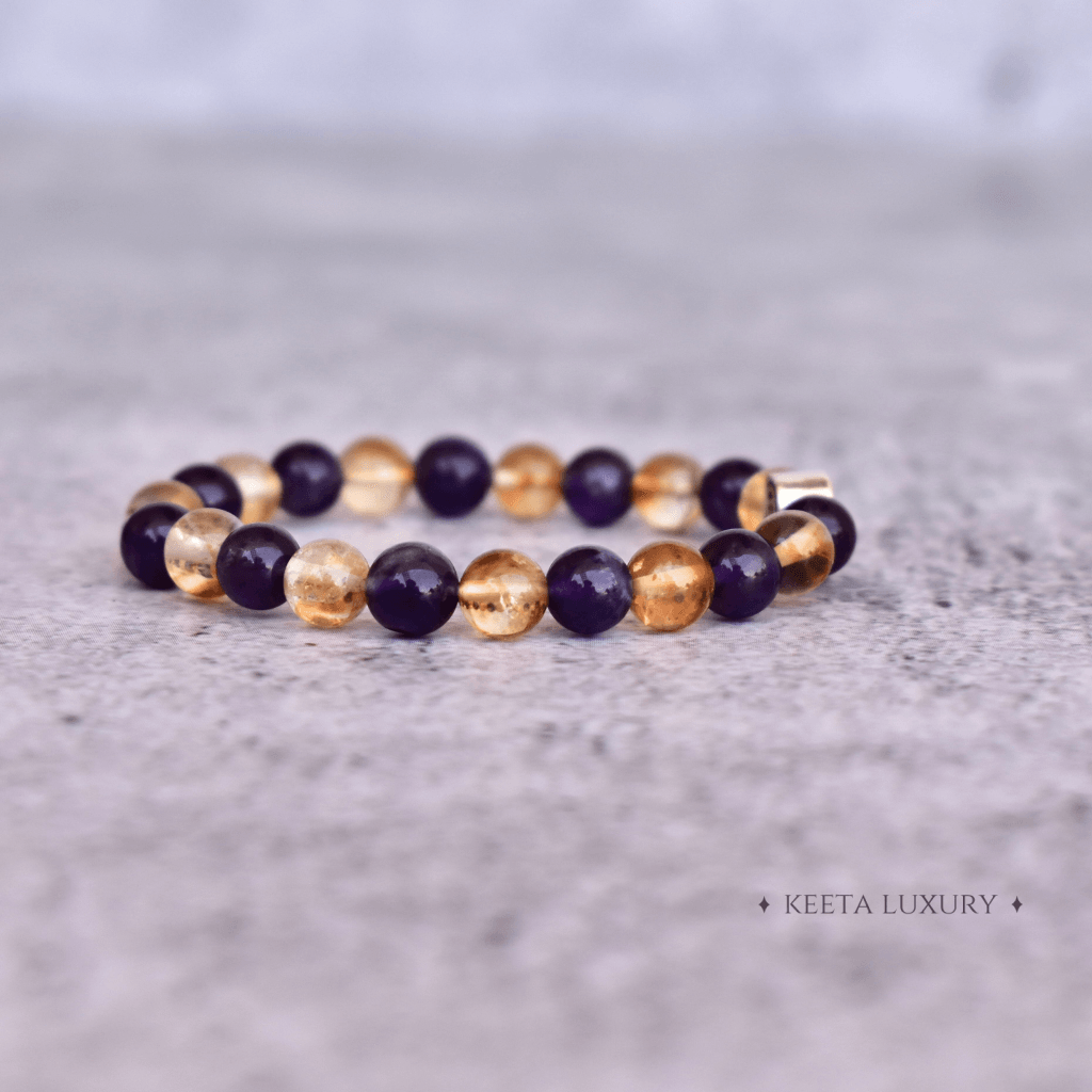 Hamsa Om- Citrine and Amethyst Bracelets -