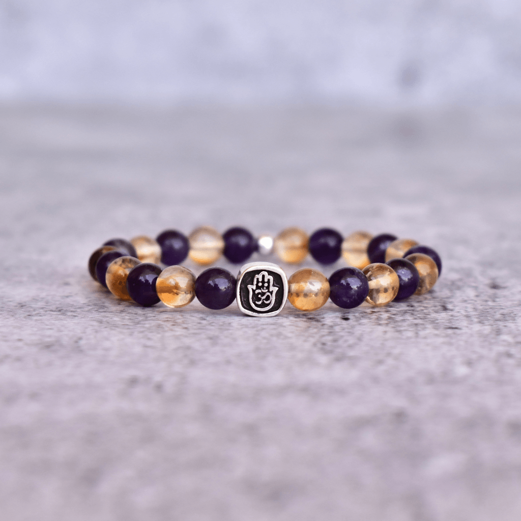 Hamsa Om- Citrine and Amethyst Bracelets -