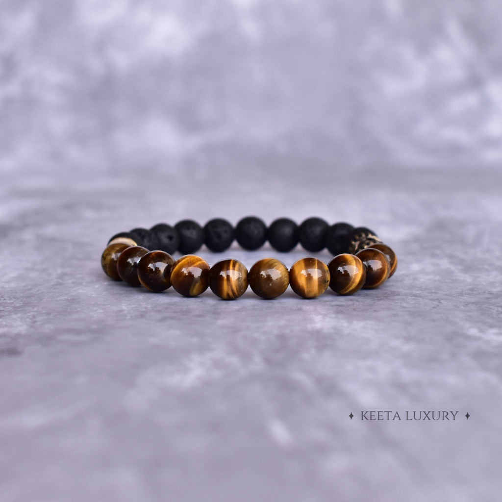Hamsa Protection - Tiger's Eye & Lava Bracelets -