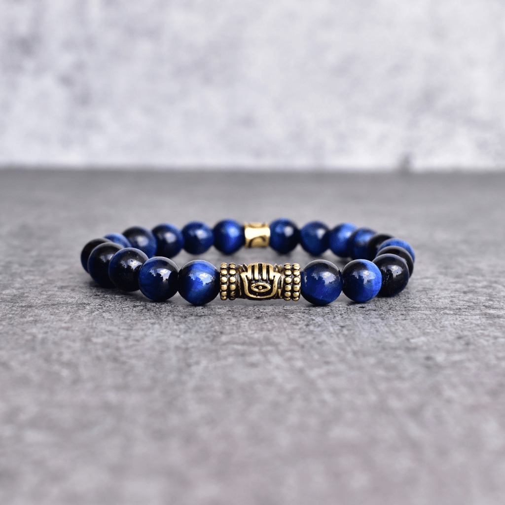 Hamsa Protector - Blue Tiger Eye Bracelet -