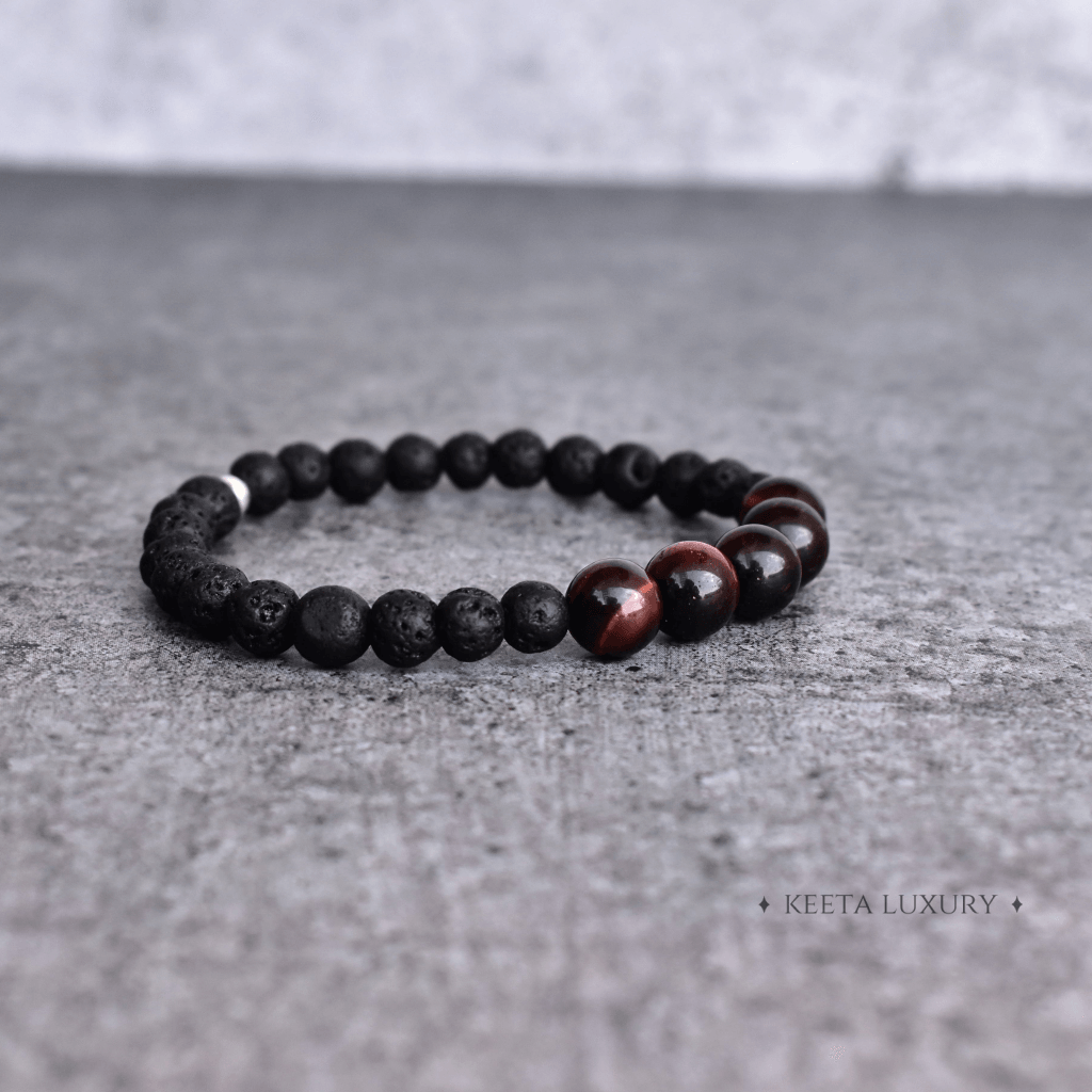 Jaguar - Lava And Red Tiger Eye Bracelets -