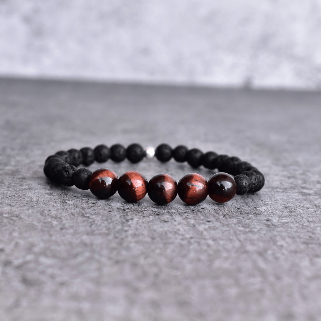 Jaguar - Lava And Red Tiger Eye Bracelets -