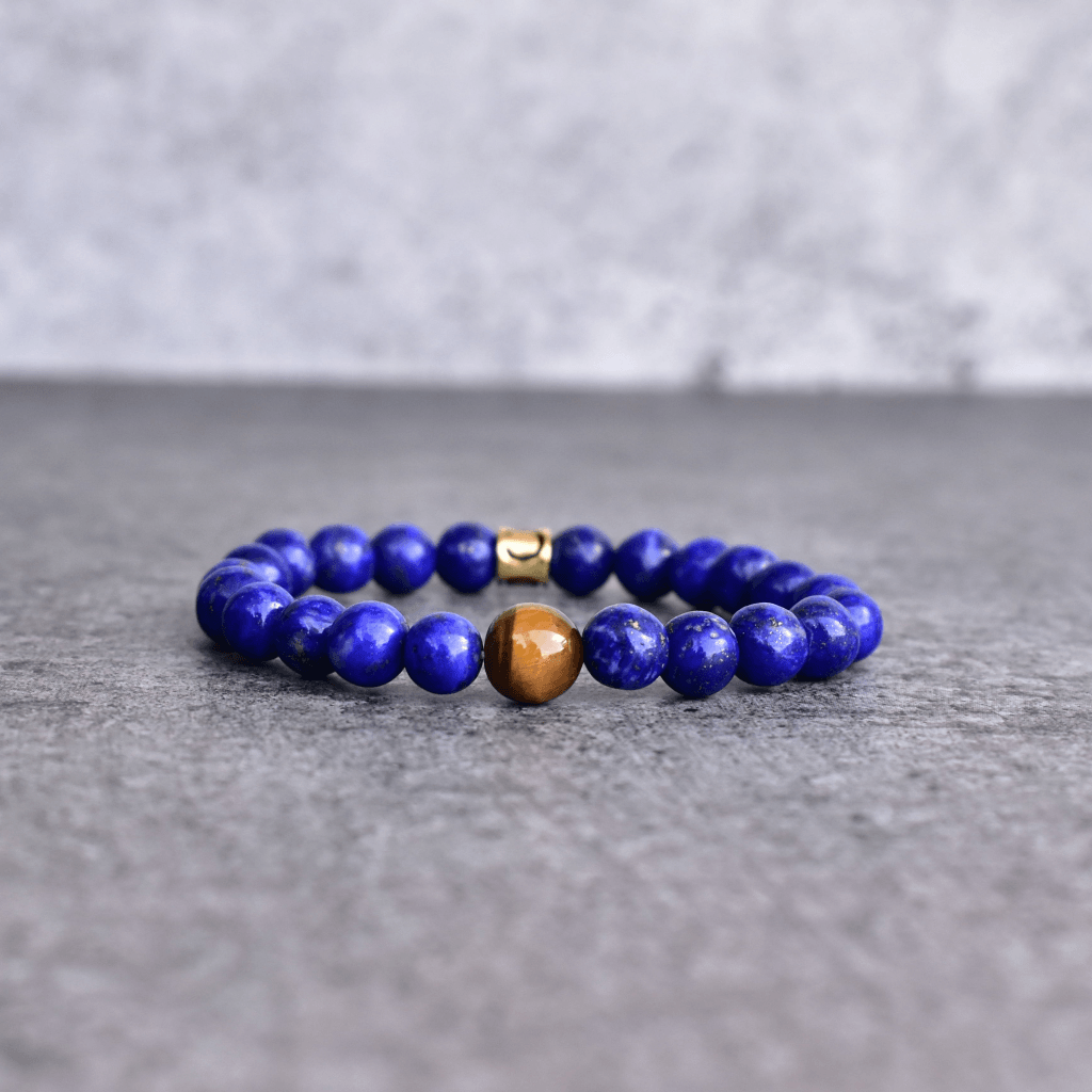 Bracelet En Lapis Lazuli Et Œil De Tigre 8 Mm - Sans Fermoir - Bleu - LaFABrikàMAG
