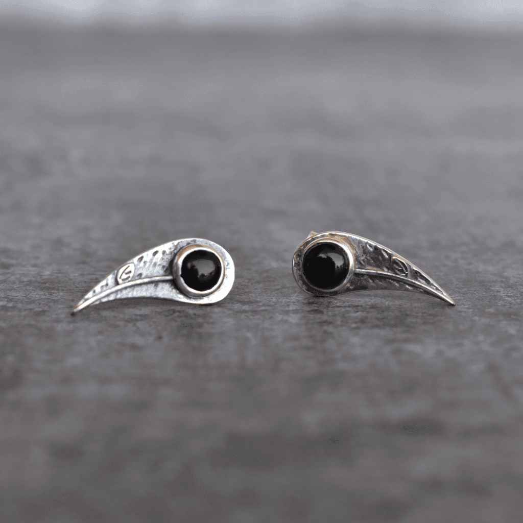 Leaf Bud - Black Onyx Studs -