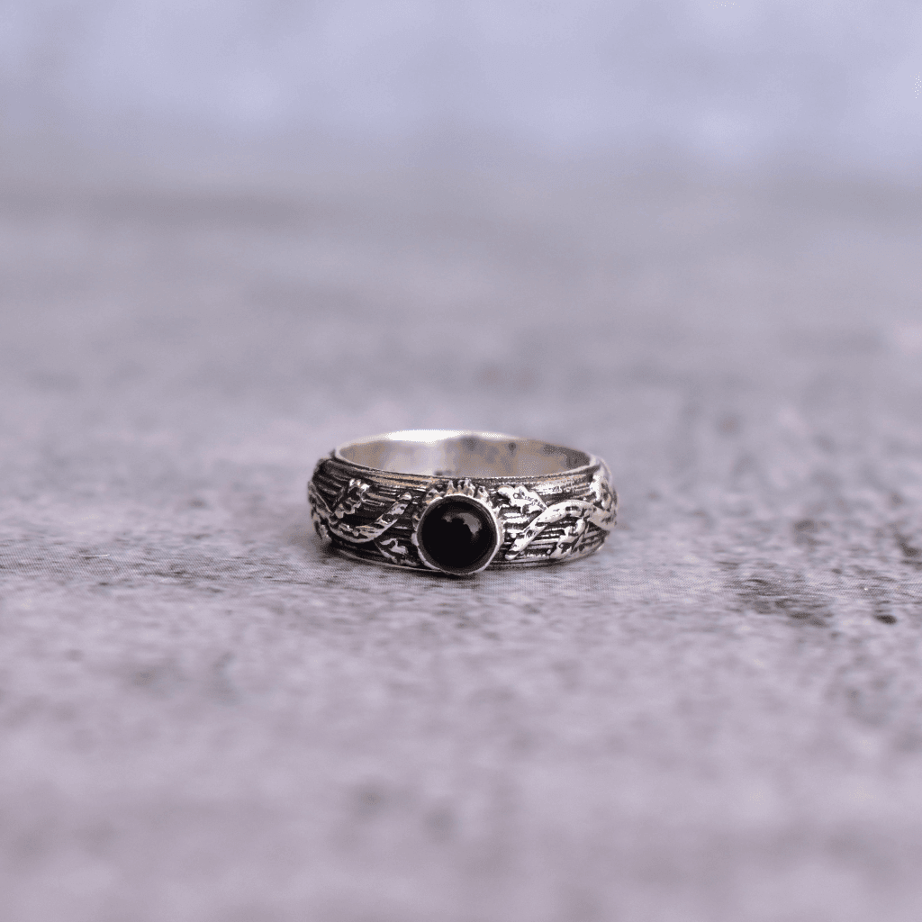 Leaf Shadow - Black Onyx Ring -