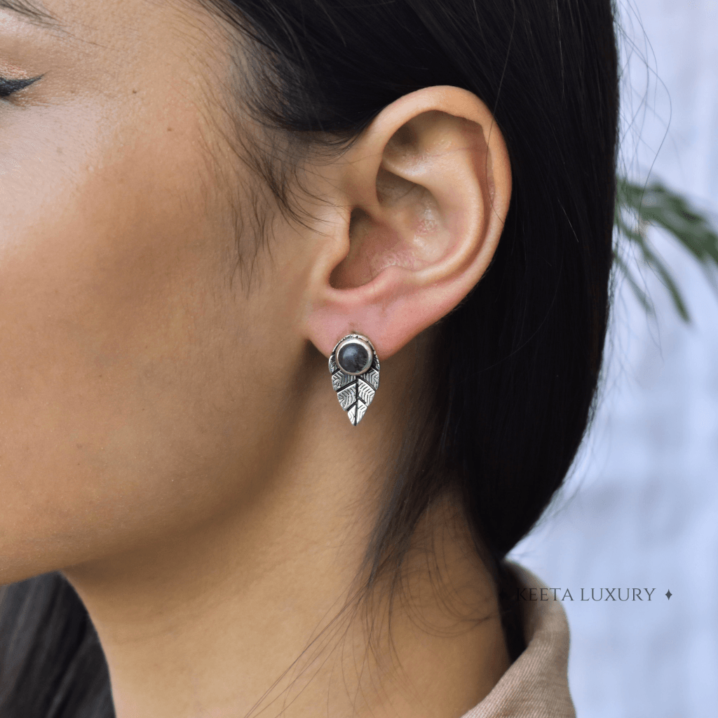 Leaf Song - Moss Agate Studs -