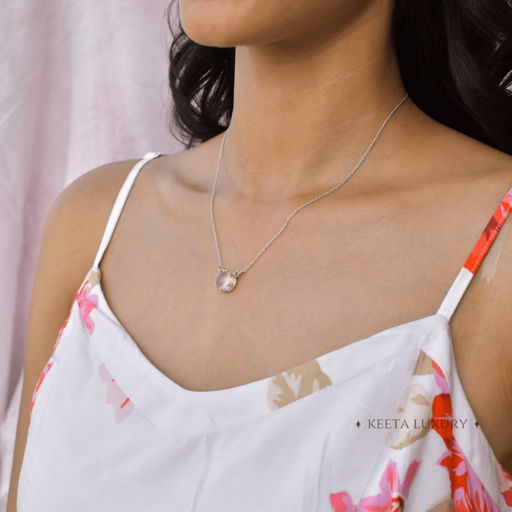 Leaf Sunshine - Rose Quartz Necklace -