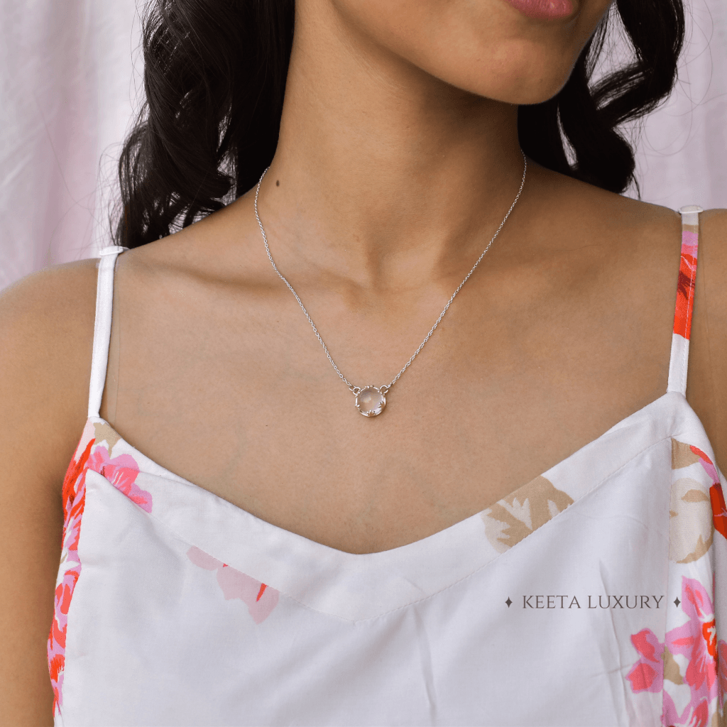 Leaf Sunshine - Rose Quartz Necklace -