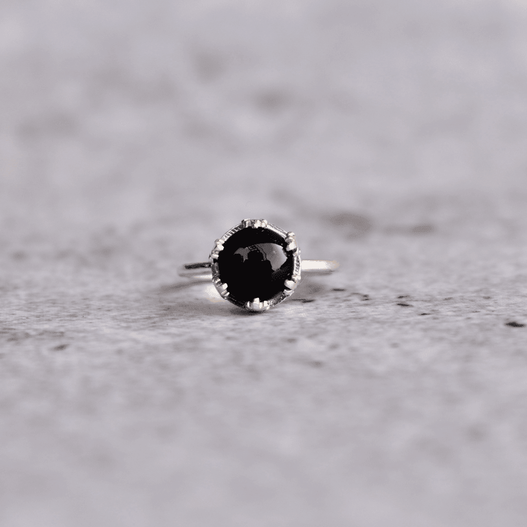Leafy Bloom - Black Onyx Ring -