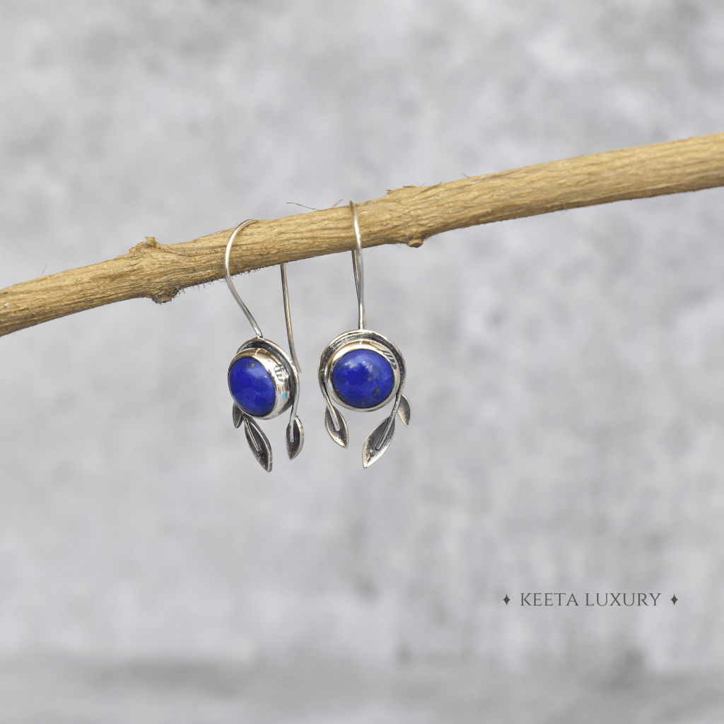 Leafy Exotic - Lapis Earrings -
