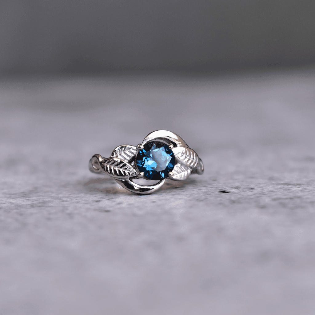 Leafy Fantasy - Blue Topaz Ring -