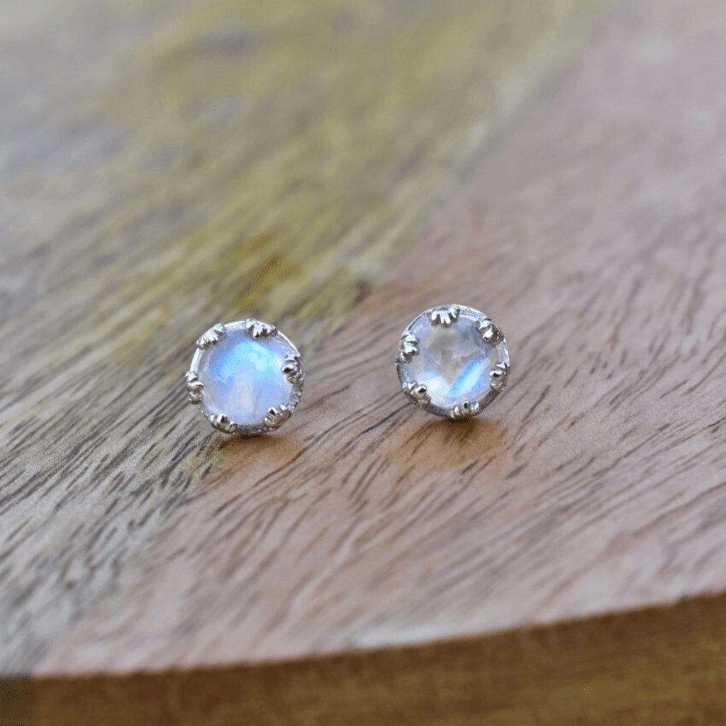 Leafy - Moonstone Studs -