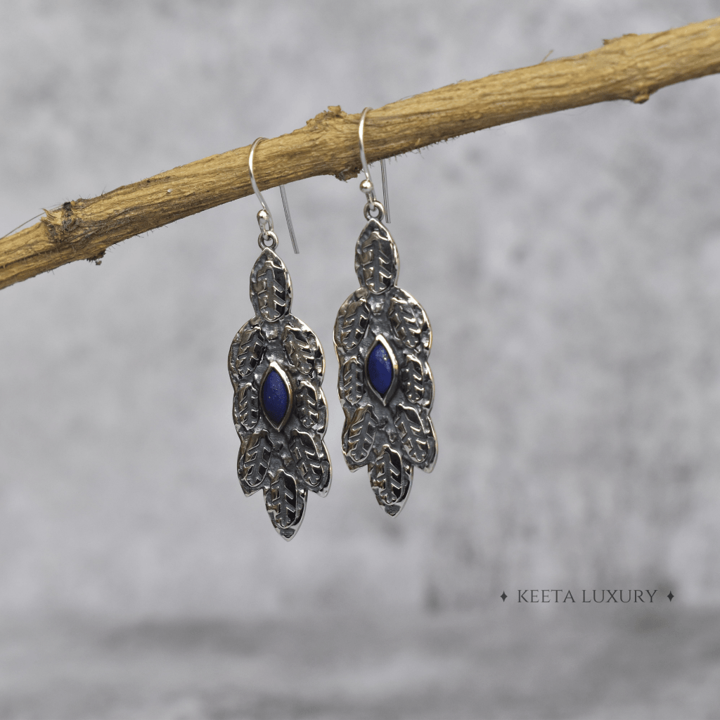 Leafy Wave - Lapis Lazuli Earrings -