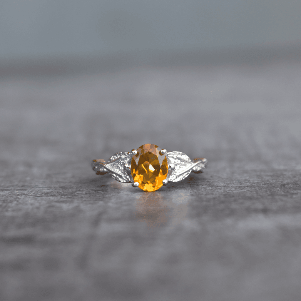 Leafy Yellow - Citrine Ring -