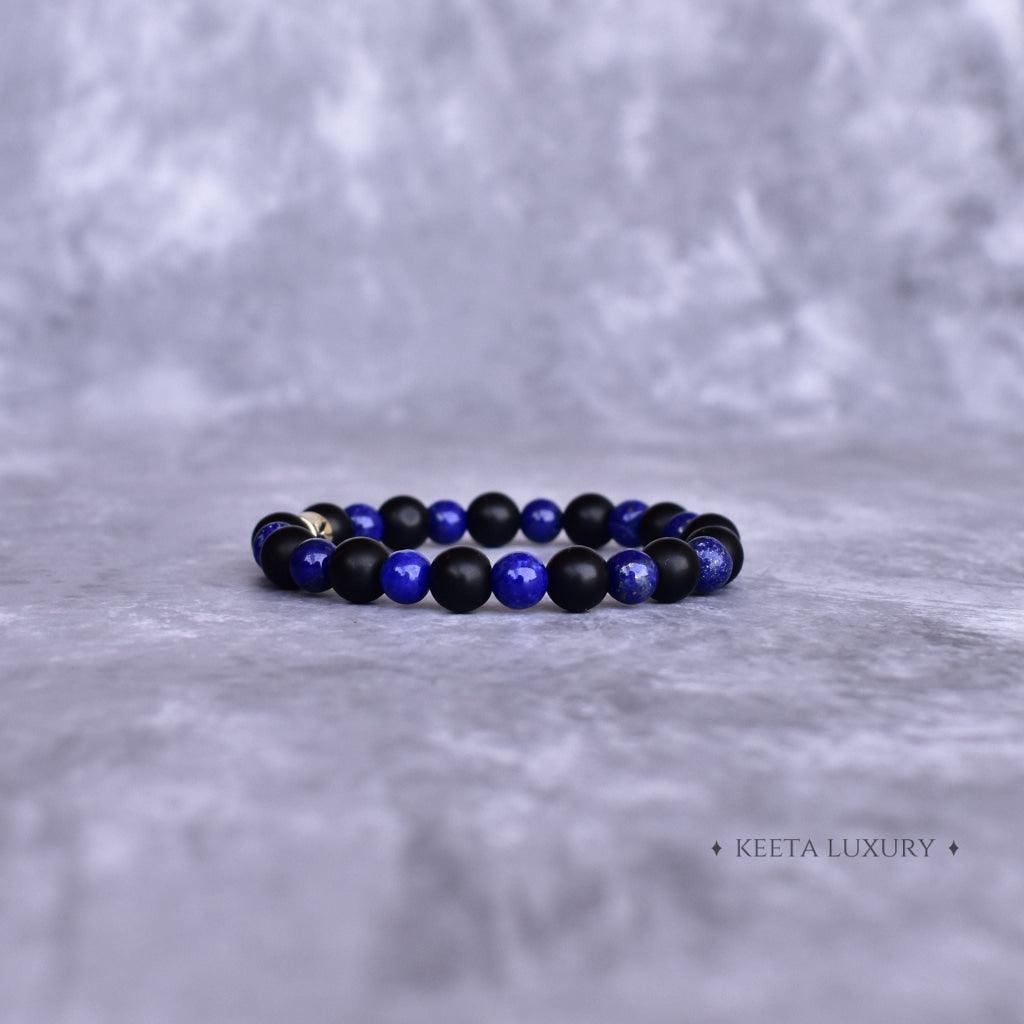 Night Sky - Lapis Lazuli and Onyx Bead Bracelet -
