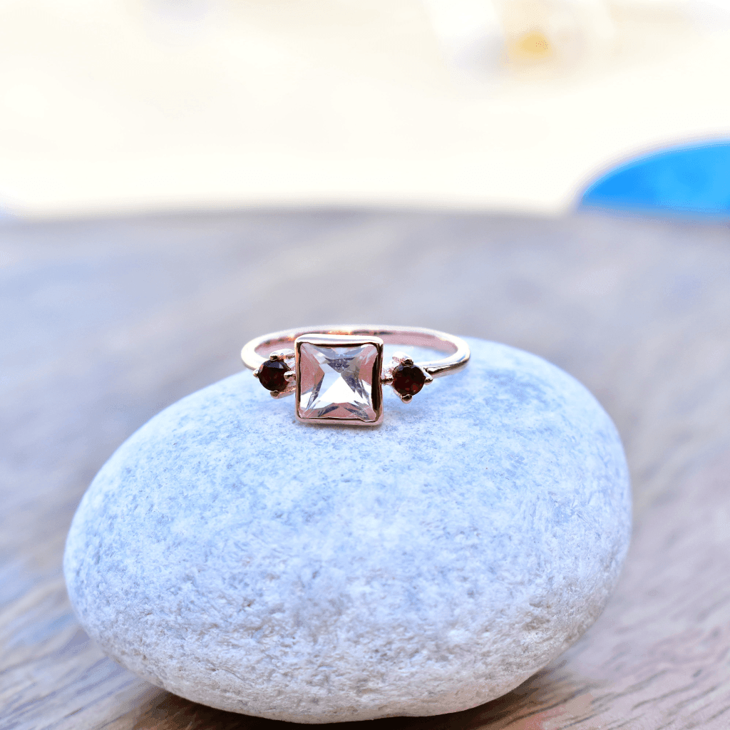 Pink Charmer - Rose Quartz & Garnet Ring -