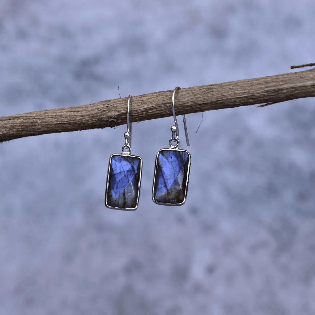 Rectangular Strength - Labradorite Earrings -