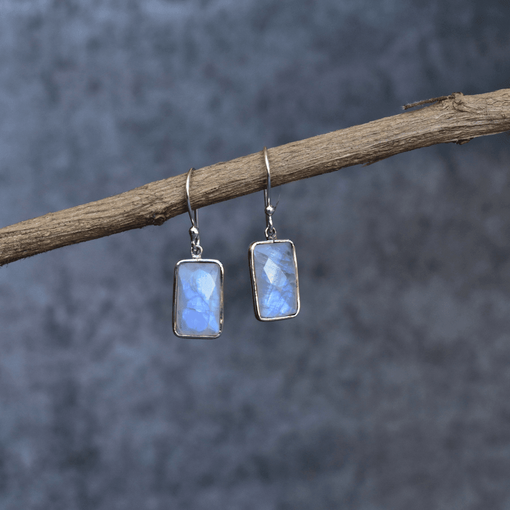 Rectangular Strength - Moonstone Earrings -