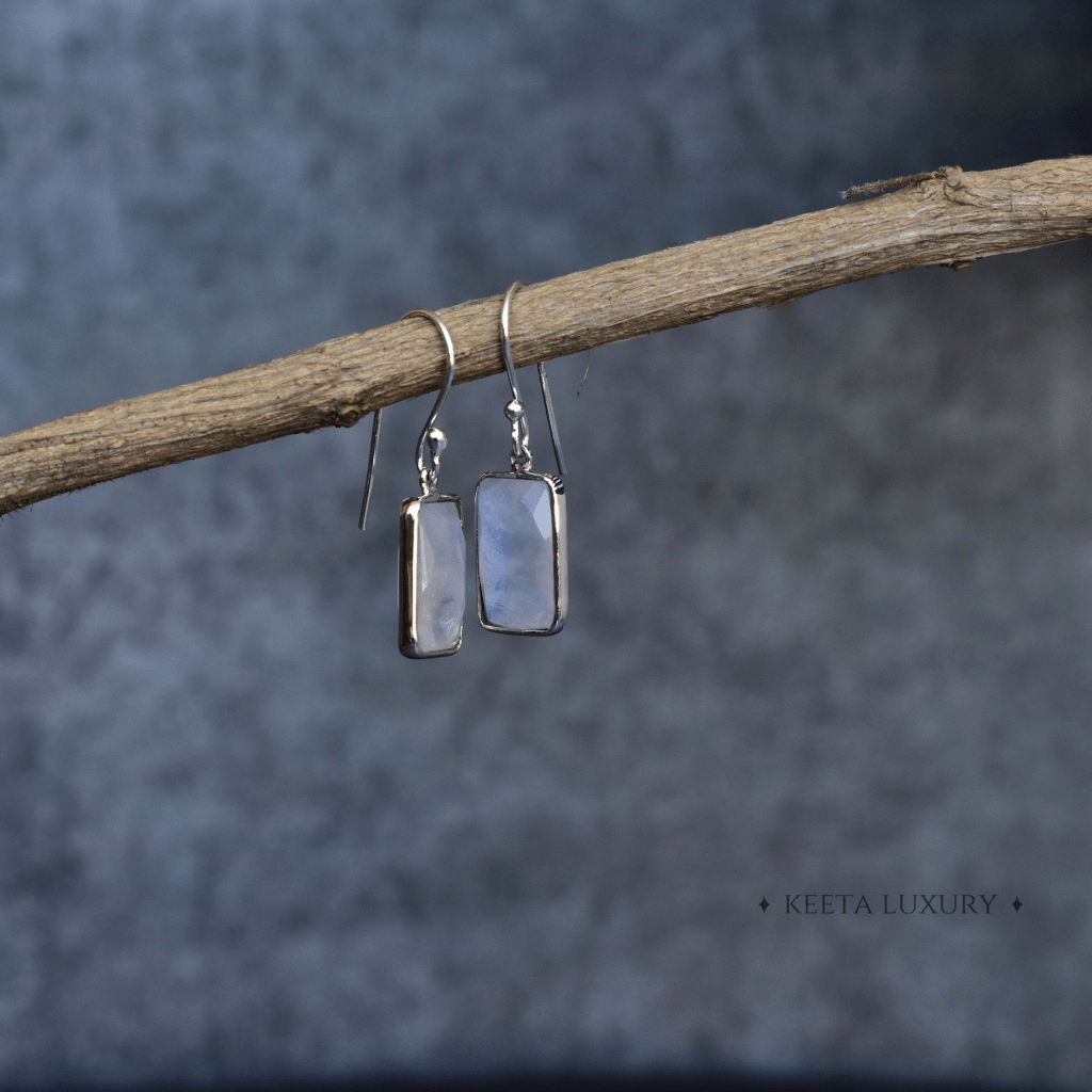 Rectangular Strength - Moonstone Earrings -