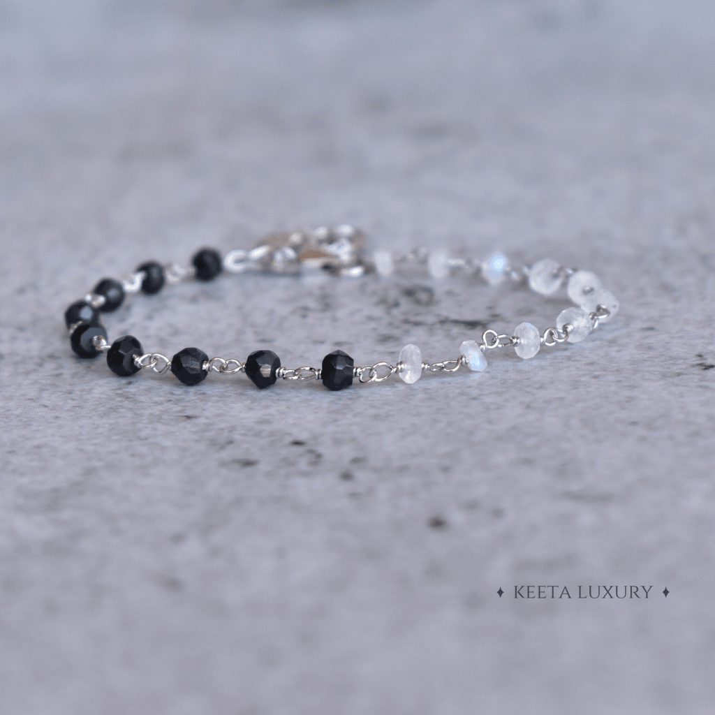 Rise And Shine - Black Onyx and Moonstone Bracelets -