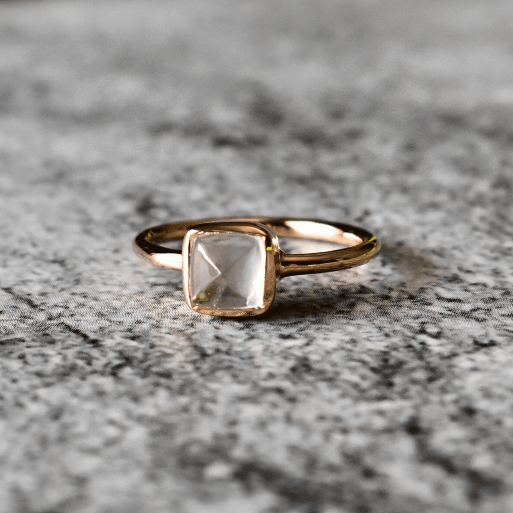 Romantic Square- Rose Quartz Ring -