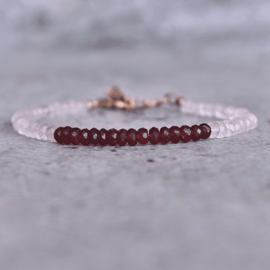 Rose Red Cocktail - Rose quartz & Garnet Bracelets -