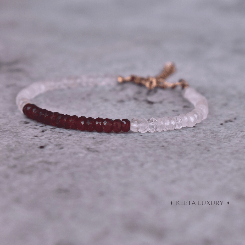 Rose Red Cocktail - Rose quartz & Garnet Bracelets -