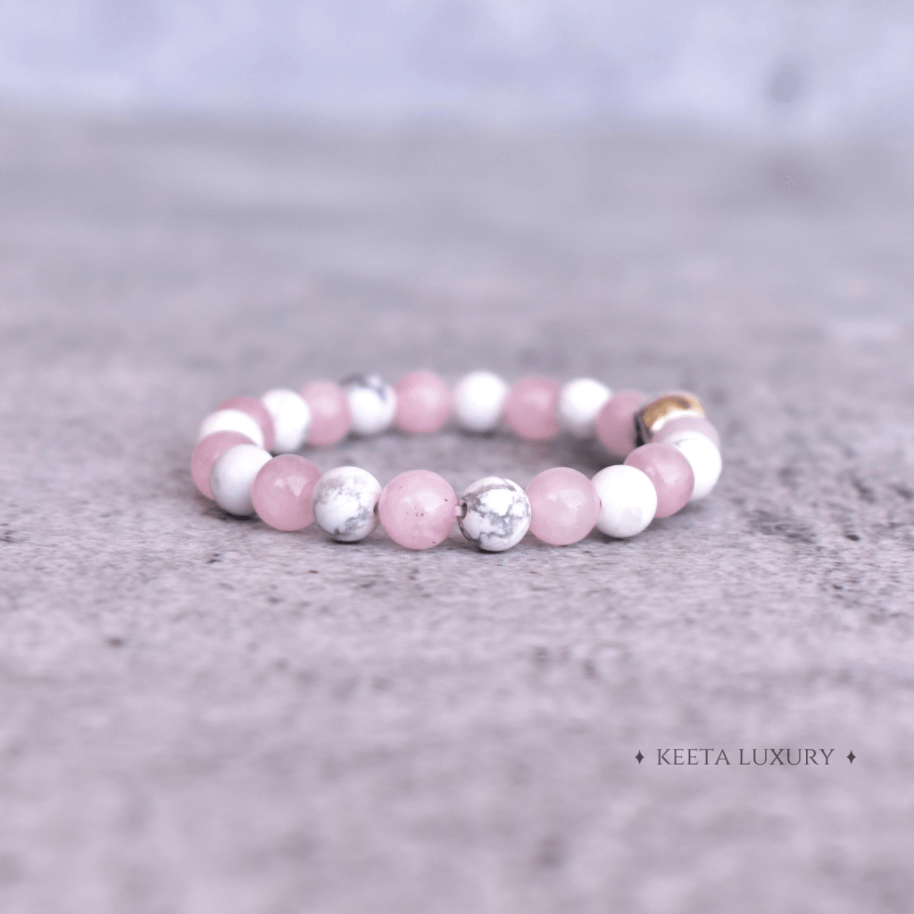 Sacred Spiral - Rose Quartz & Howlite Bracelets -