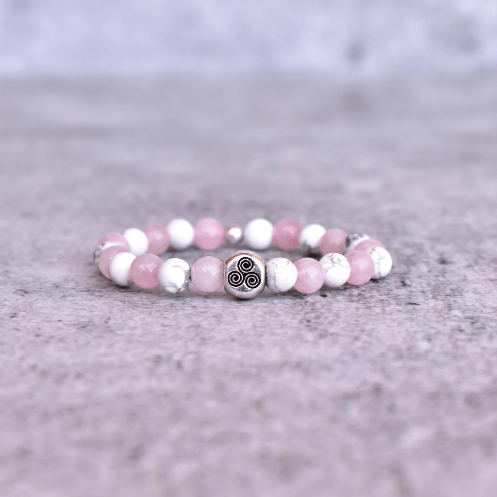 Sacred Spiral - Rose Quartz & Howlite Bracelets -