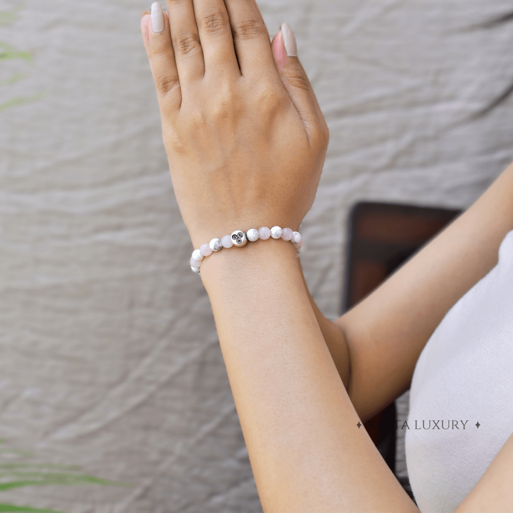 Sacred Spiral - Rose Quartz & Howlite Bracelets -
