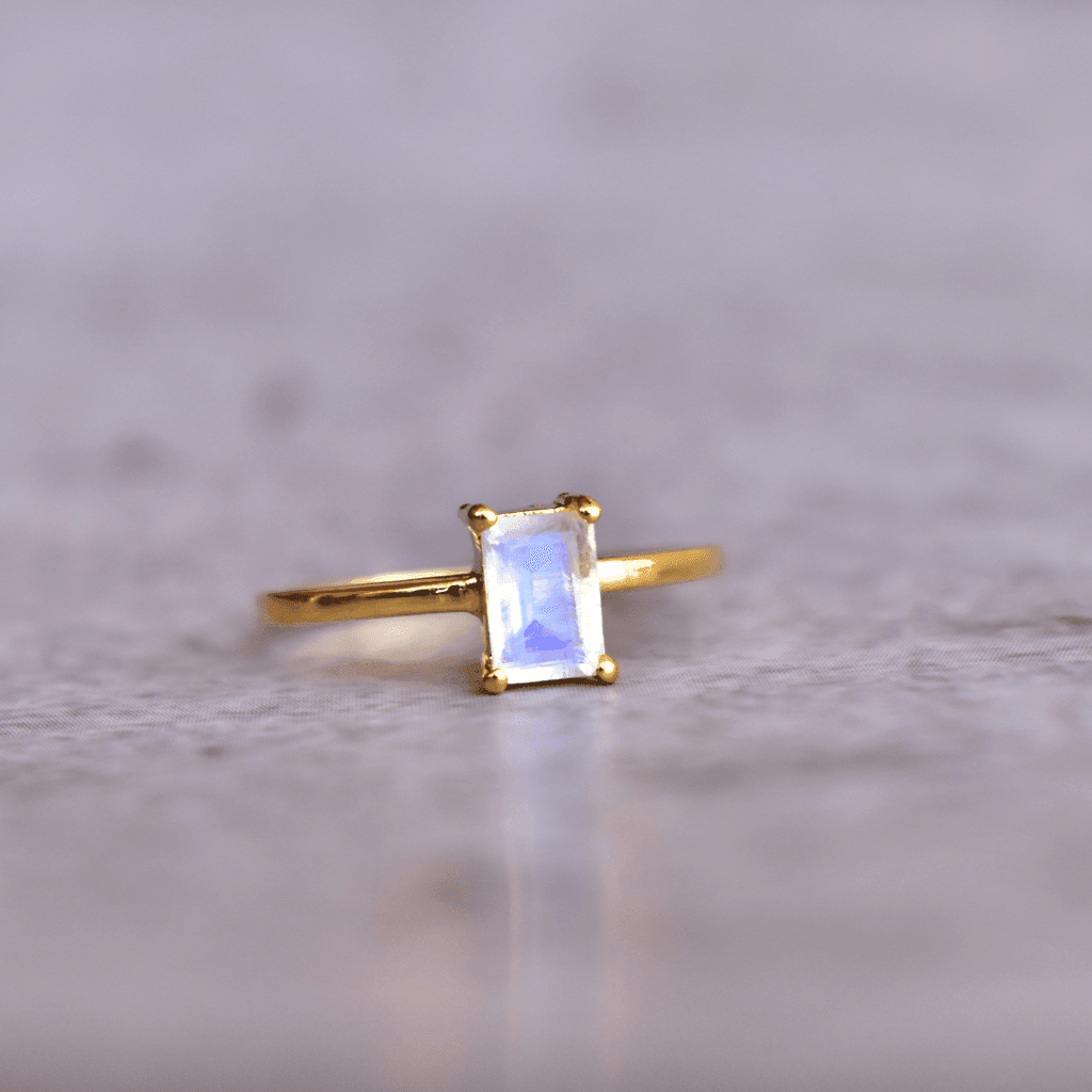 Sleek Octagon - Moonstone Ring -